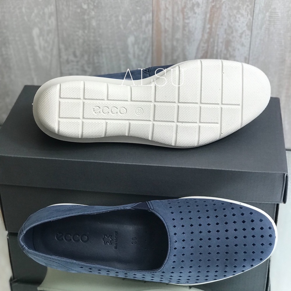 ECCO Felicia Summer Slip On Suede Blue W AUTHENTIC - Picture 5 of 8